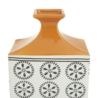Декод 17 Цветна бела керамичка вазна со портокалови врвови