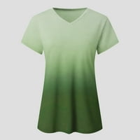 Женски Блузи Со Кратки Ракави Цврста Блуза Обични Жени В - Вратот Маици Женски Блузи Зелена XL