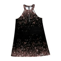 Aayomet плус големина летни фустани Нови 3Д печатени гроздобер фустан дами обични лабави санки со долг фустан без ракави со ракави, топла розова м