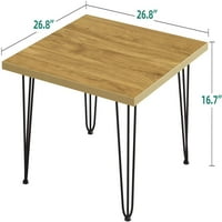 Квадратна маса за кафе, модерни маси за кафе за дневна соба, дрвена куќа за кафе, лесна за склопување, 26,8in x26.8in