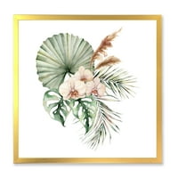 DesignArt 'Тропски букет со палми Орхидеи „Традиционална врамена уметничка печатење“