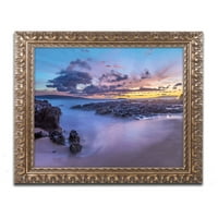 Трговска марка ликовна уметност „плажа на самрак“ платно уметност од Пјер Леклерк, златна украсна рамка