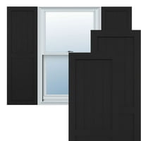 Ekena Millwork 18 W 25 H TRUE FIT PVC Farmhouse Flat Panel комбинација фиксни ролетни за монтирање, црна