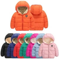 Godderr 1- години бебе деца цврста боја топла памучна јакна за момчиња девојчиња со качулки памучни палта руно зимска јакна