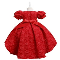 Pbaem Мали Девојчиња Цветни Печати Краток Ракав Здраво-Ниска Наметка Фустан