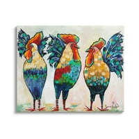 Индустриски индустрии задебелени кокошки кокошки кокошки живописни пердуви што стојат галерија за сликање завиткани од платно