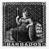 Поштенска Марка: Барбадос. Нерес-Печатени Од Перкинс Бејкон И Ко., 1852. Постер Печатење од