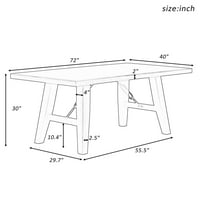 Борнмио ТРЕКСМ Индустриски Стил 72 Дрвена Правоаголна Маса Со Држач За Синџир