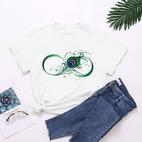 Tesенски обични маички со кратки ракави, графички печатење на екипаж, летни туники врвови зелена големина 3xl