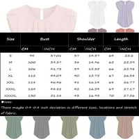 Блузи за жени обични рекреативни кратки ракави цврсти кошули 2xl