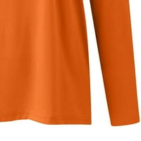 Emенски есен модни врвови естетски кошули Денот на благодарноста на вратот со долги ракави пулвер портокал XL