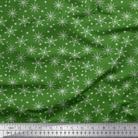 SOIMOI GREEN RAYON CREPE ткаенини снежни снегулки и ткаенина за печатење на starвезди по дворот широк