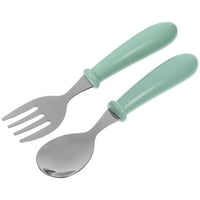 Поставете лажица од не'рѓосувачки челик вилушка мала издржлива едноставна лажица за хранење вилушка за деца деца деца