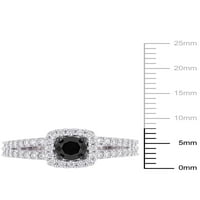 Карат Т.В. Црн и бел дијамант 14KT Бело злато Сплит-Шанк Хилонг ​​прстен за ангажман