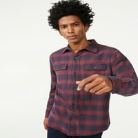 Бесплатна собрание машка кошула со фланел со два џеб