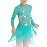Инхзој Деца Девојки Цветни Светки Балетски Танц Фустан Уметничко Лизгање Танцување Нане Зелена 10