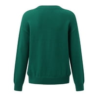 shpwfbe женски џемпери женски џемпер со долги ракави v-вратот памук кашмир лабава плетена пуловер