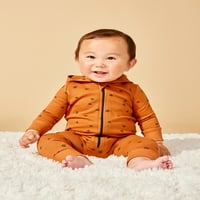 Мало starвезда Органско момче момче Mi & Match Hooded Romper Bunder Set, со големина новороденче - месеци