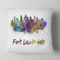DesignArt Fort Lauderdale Skyline - Перница за фрлање градски пејзаж - 16x16