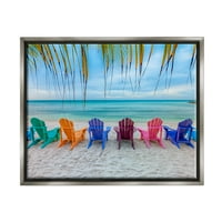 Sumbell Industries живописна тропска летна плажа Фотографија сјај сив лебдечки врамен платно печатење wallидна уметност, дизајн