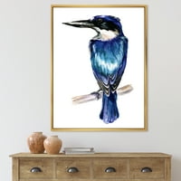 Стил сина кралфишер птица врамена сликарство платно уметничко печатење
