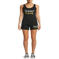 Schitt's Creek Women's juniors Logo Graphic Top & Short Set, 2-парчиња