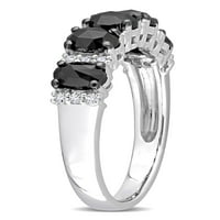 Карат Т.Г.В. Моисанит и 1- Карат Т.В. Црн дијамант 10kt прстен за годишнина од бело злато
