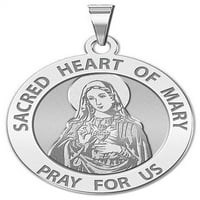 Светото Срце На Марија Верски Медал-Во Големина На Никел-Цврсто 14к Бело Злато