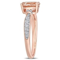 Miabella Women's'simsенски 1- CT Morganite CT Diamond 10kt Rose Gold Band Engagement Ring