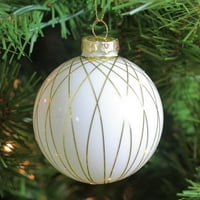 3,25 позлатена бела божиќна златна стаклена топка божиќен украс