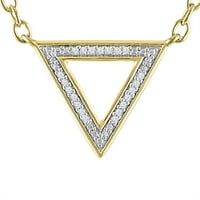 Brilliance фино накит дијамантски акцент Стерлинг сребро 14KT златен позлатен триаголник ѓердан