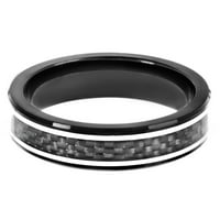 Крајбрежен накит со црно позлатено не'рѓосувачки челик јаглеродни влакна прстен
