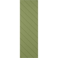 Ekena Millwork 15 W 49 H True Fit PVC Diagonal Slat модерен стил фиксирани ролетни за монтирање, мов зелена