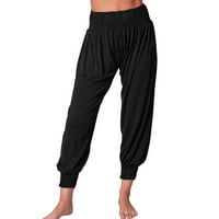 вендунид обични панталони за жени Жени Јога Џогери Лабави Пот Панталони За Вежбање Удобни Дневни Панталони Со Џебови Црни