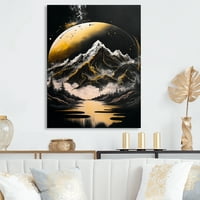DesignArt Црн и златен планински пејзаж v платно wallидна уметност