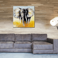 Слики со масло од портрет на слонови Голем wallиден уметност животински врамен wallиден декор за дневна соба или спална соба