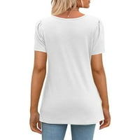 Gotyou женски врвови женски летен моден летен моден обичен v врат печатена маица со кратки ракави основни врвови на врвови бело