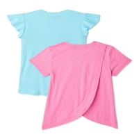 Девојки за социјално издание Девојки завиткани и вратоврска предни графички маици, 2-пакувања, големини 4- & плус