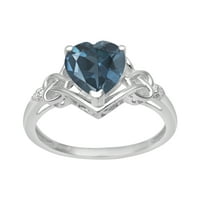 Облик на срцето Швајцарија сини топаз Стерлинг Сребрена жена Свадба Loveубов прстен