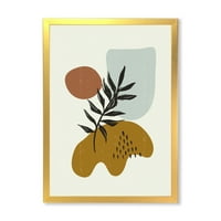 DesignArt 'Апстрактни форми со ботанички минималистички лист II' модерен врамен уметнички принт