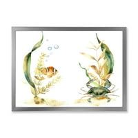 DesignArt 'Тропска риба со воздушен меур и алги' Традиционален врамен уметнички принт