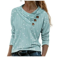 Женски Врвови Пуловер Блуза Со Долги Ракави Печатена Тркалезна Деколте Зелена XL