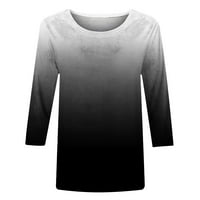 Женска Клиренс Облека Под Женска Мода Печатени Лабави Маици Ракави Блуза Екипажот Вратот Обични Врвови