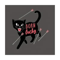 Трговска марка ликовна уметност „Родена среќна црна мачка“ платно уметност од Мајкл Буксто