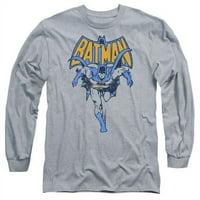 Trevco Batman & Vintage Run Adult Cotton Cotton Долг ракав 18- Маица, Атлетски Хедер- 2x