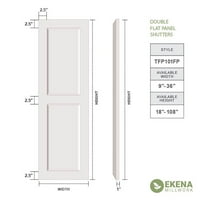 Ekena Millwork 12 W 58 H TRUE FIT PVC Два еднакви ролетни со рамен панел, недовршени