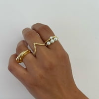 Мишел Кембел накит женски изгрејсонце прстен, месинг со преклопување на жолто злато со кубни цирконија кристали, големина 6