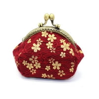 Тојела Јапонско печатење рачно изработена златна торба ткаенина монета Чанта Цвет Пеперутка виолетова