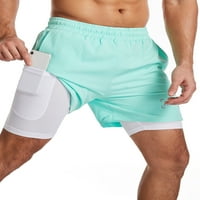 Eyicmarn Мажи Секојдневен Брзо Сушење Sweatpants Со Внатрешен Слој, Букви Печати Еластична Половината Врвка Шорцеви, САД XS - US XL