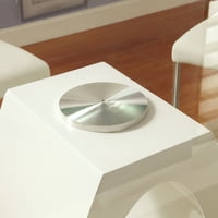 Мебел на Америка Јанус тркалезна стаклена трпезариска маса, бела